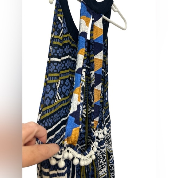 RAGA Riviera Maya Printed Midi Dress Women's Blue 100% Viscose Racerback - Picture 3 of 9